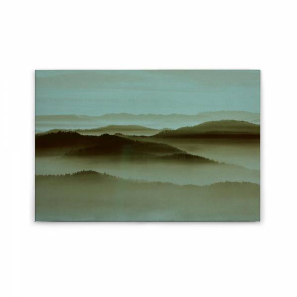 Leinwandbild Landschaft M1-No.50198 | Wandbild 60 x 90 cm | Grün Blau Nebel Keilrahmen