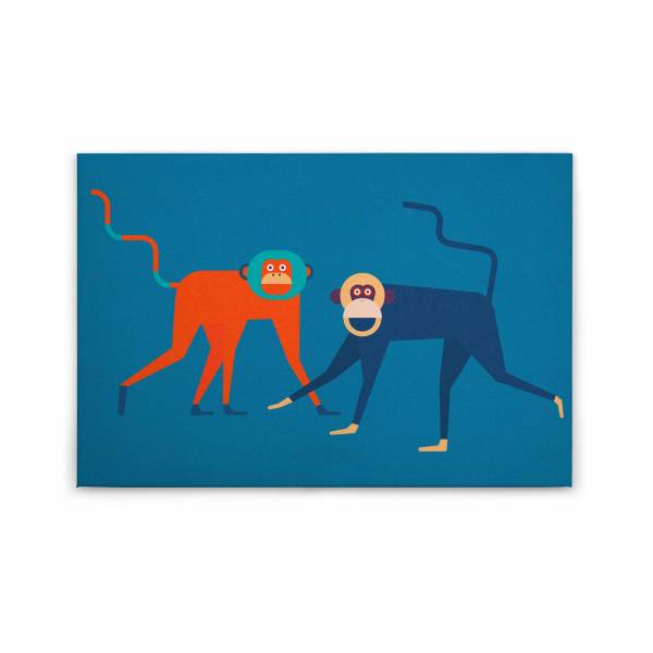 Leinwandbild Affen M1-No.50213 | Wandbild 60 x 90 cm | Blau Orange Keilrahmen Tiere