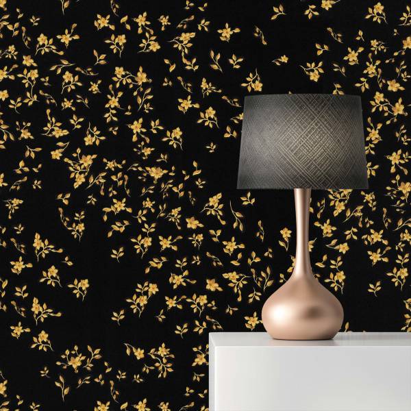 Tapete Wald und Blätter Aleix M1-No.883 | Vliestapete | Schwarz | Gold | Blumentapete