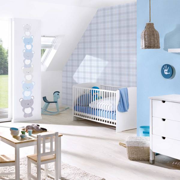 Tapete Kinderzimmer M1-No.750 | Vliestapete | Blau | Grau | Tapete mit Tieren