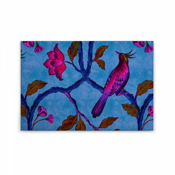 Leinwandbild Vögel M1-No.50214 | Wandbild 60 x 90 cm | Blau Lila Keilrahmen Floral Natur