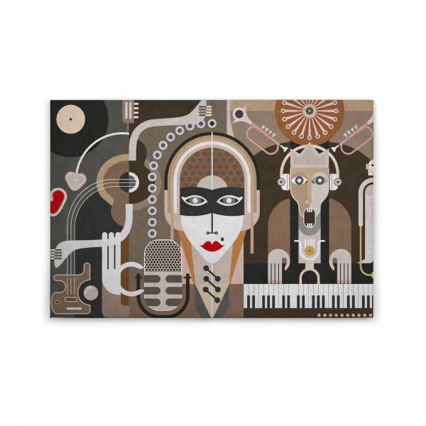 Leinwandbild Abstrakt M1-No.50166 | Wandbild 60 x 90 cm | Braun Weiß Geometrisch Keilrahmen