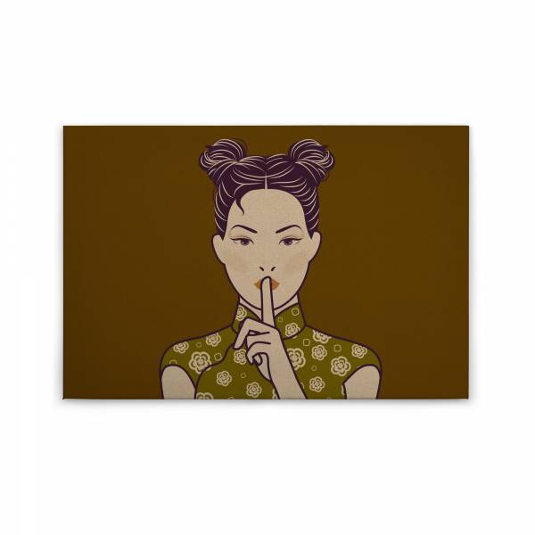 Leinwandbild Japanisch M1-No.50207 | Wandbild 60 x 90 cm | Frau Asiatisch Gelb Keilrahmen
