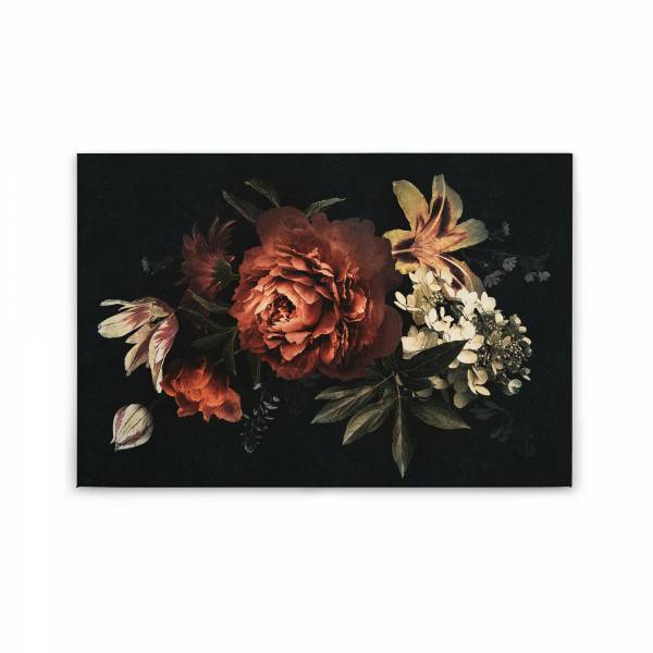Leinwandbild Blumen M1-No.50233 | Wandbild 60 x 90 cm | Rot Schwarz Floral Keilrahmen